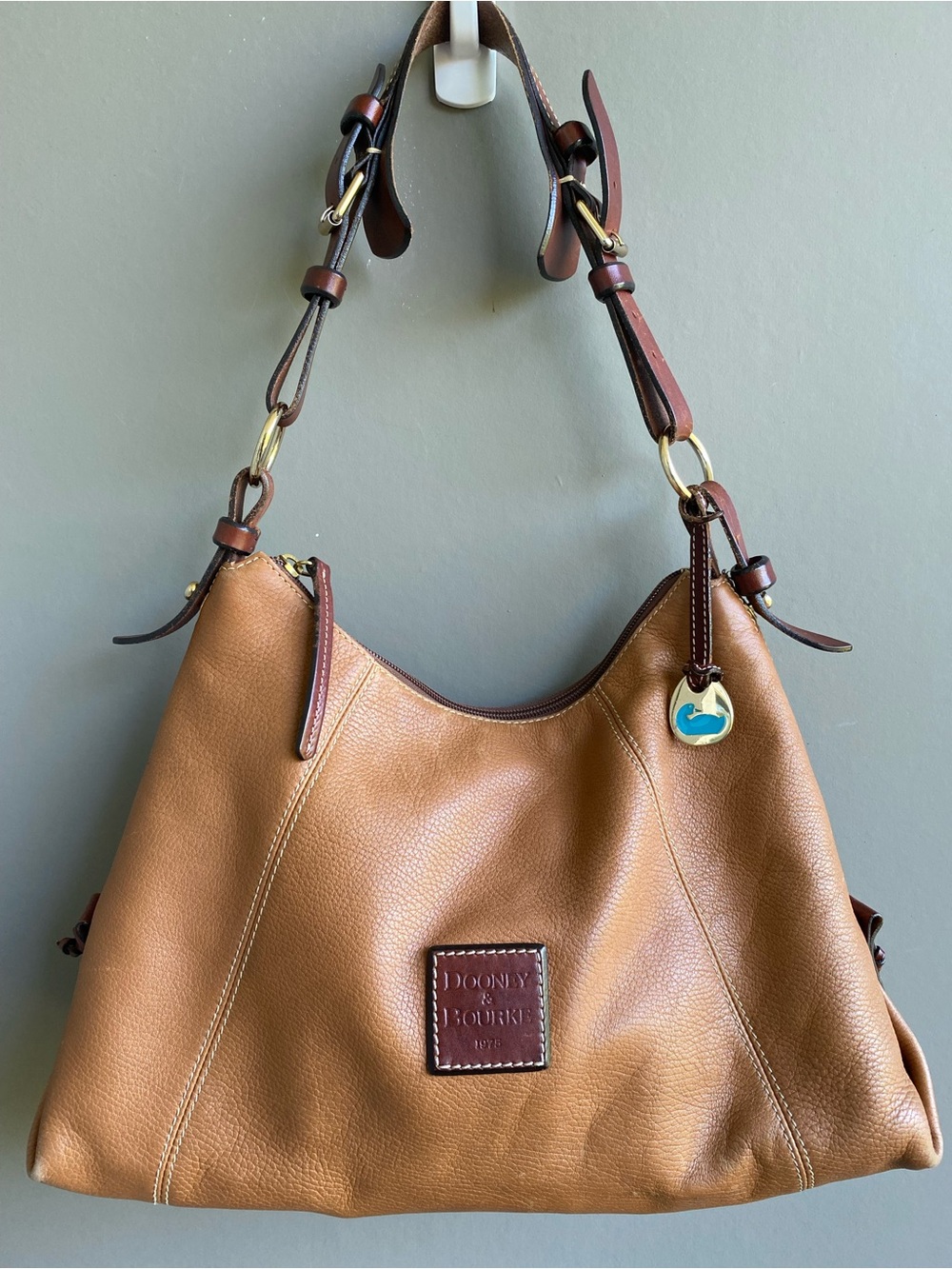 Dooney & Burke Pebbled Leather Hobo Shoulder Bag - Tan